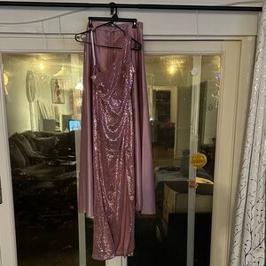 Pink Sequin One-Shoulder Dress